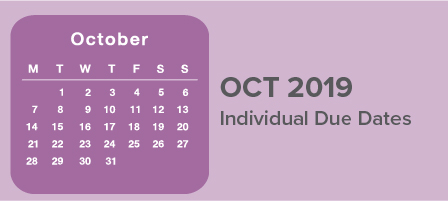 October 2019 Individual Due Dates